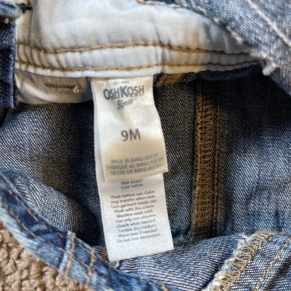 OshKosh B'gosh Denim Dungarees Overalls Kids Size 9M Blue Jeans Baby‎ Toddler